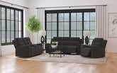 Orleans Furniture - Coaster - Brentwood 3-piece Upholstered Reclining Sofa Set Charcoal - 610284-S3